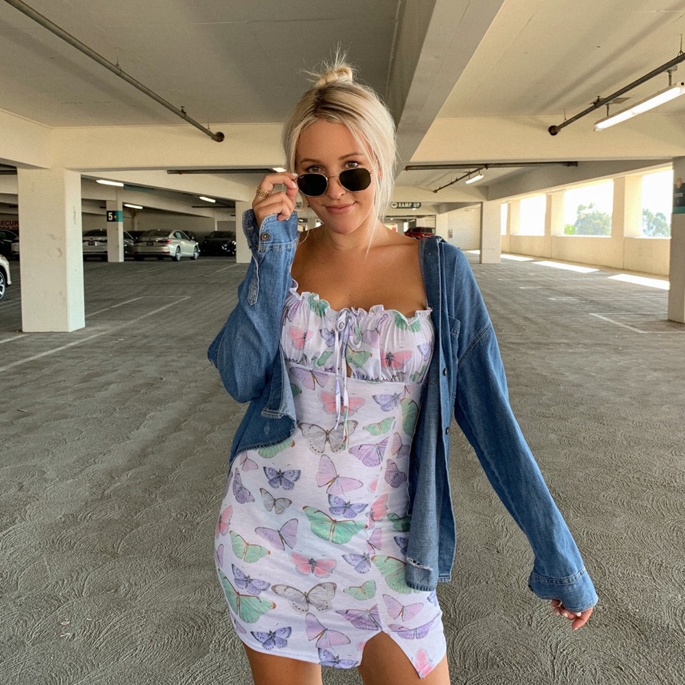 Butterfly Smocked Mini Dress